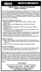 Billings Bypass FEIS Statement Open House