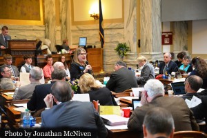 Representative Nancy Balance making a "blast motion"  on the Montana House Floor in favor of Senate Bill 107.  Then on third reading last Tuesday, voted against the bill as well as other representatives who changed their vote on Third Reading.  