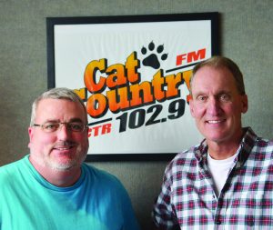 Mark Wilson, left, and Paul Mushaben resumed their Breakfast Flakes morning show this week at Cat Country Radio Station. (Jonathan McNiven photo)